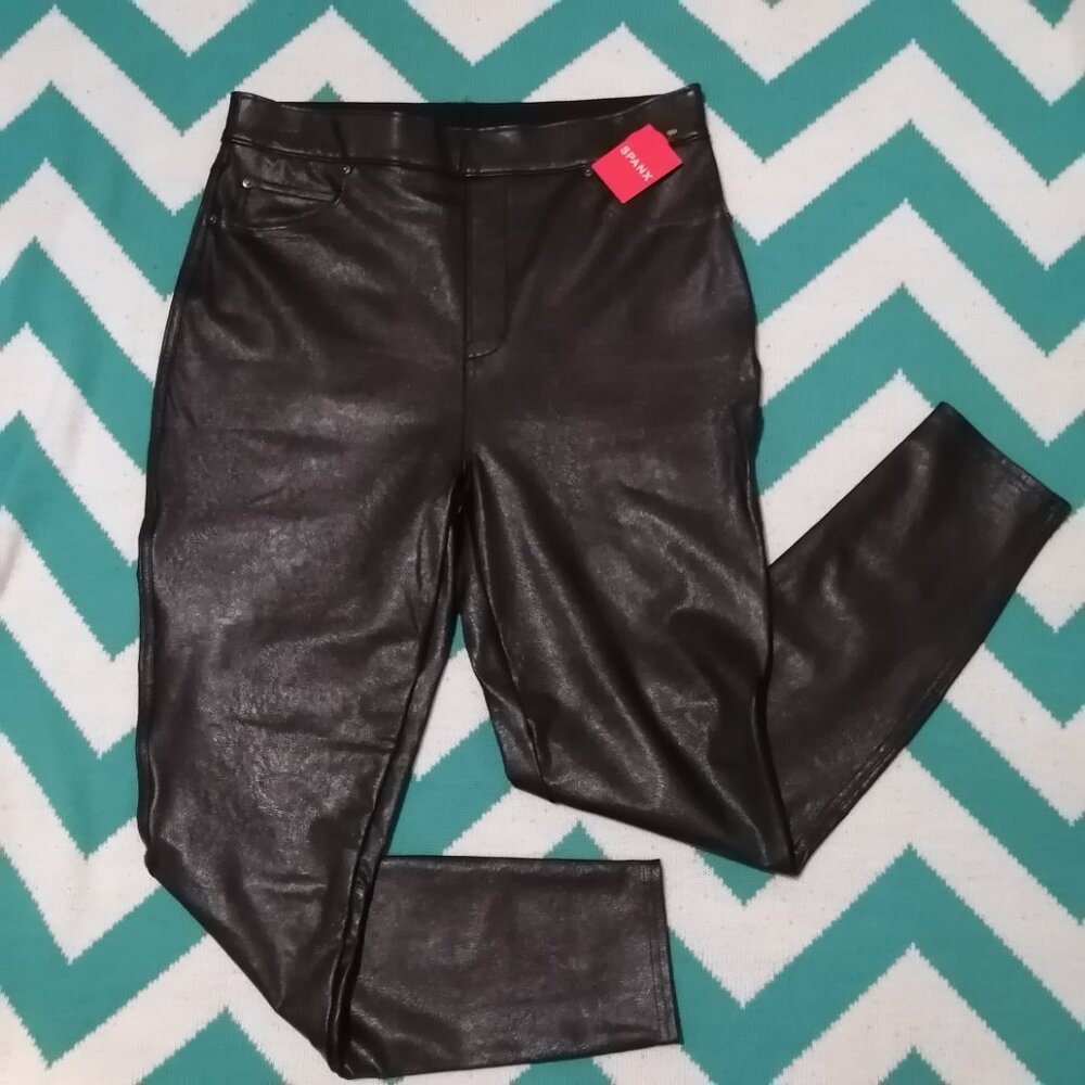 Spanx Leather-Like Skinny Pants (Machine Washable), BNWT!